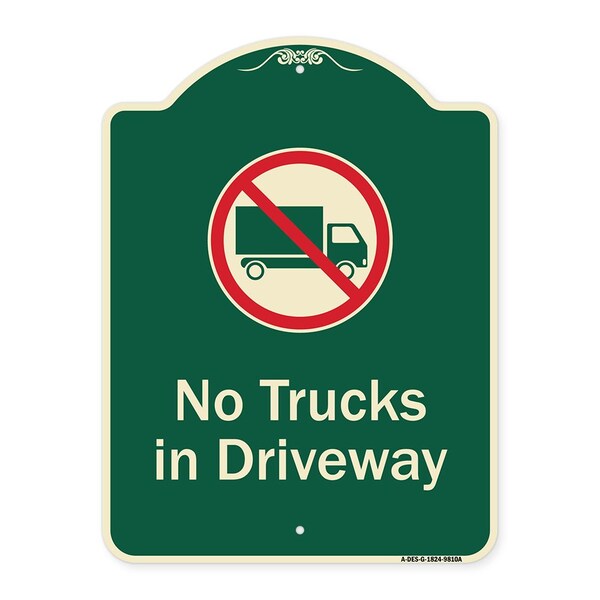 Signmission Designer Series-No Trucks In Driveway With Graphic Green, 24" x 18", G-1824-9810 A-DES-G-1824-9810 - main